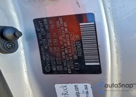 2013 Hyundai Veloster из США, поврежденный, VIN KMHTC6AD4DU146257